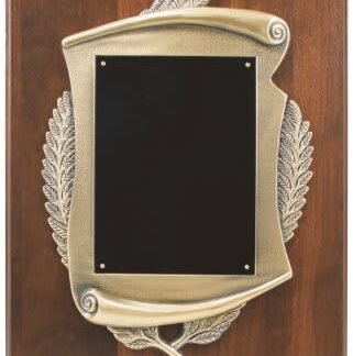 12" x 15" Genuine Walnut Step Edge Plaque with Metal Scroll Frame & Plate