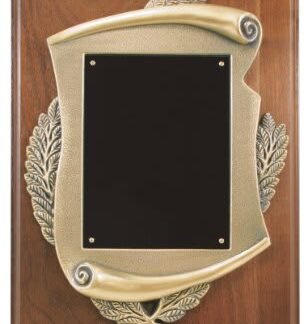 9" x 12" Genuine Walnut Step Edge Plaque with Metal Scroll Frame & Plate
