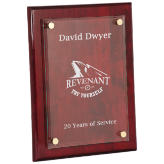 9" x 12" Rosewood Piano Finish Floating Glass Plaque