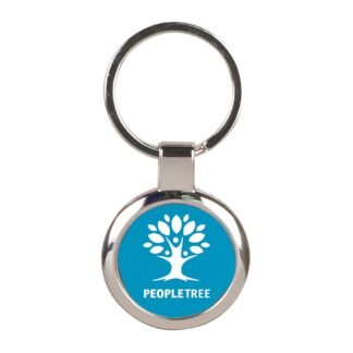 Blue Anodized Aluminum Round Keychain