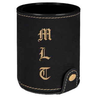 Black/Gold Leatherette Dice Cup Set