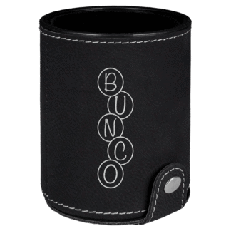 Black/Silver Leatherette Dice Cup Set