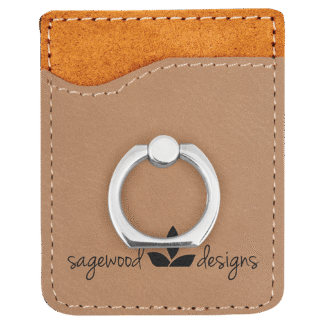 Light Brown Leatherette Phone Wallet with Ring