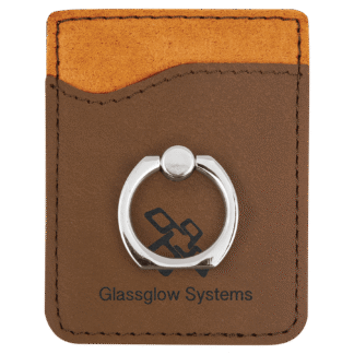 Dark Brown Leatherette Phone Wallet with Ring