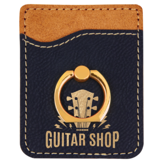 Black/Gold Leatherette Phone Wallet with Gold Ring