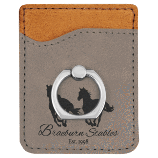 Gray Leatherette Phone Wallet with Ring