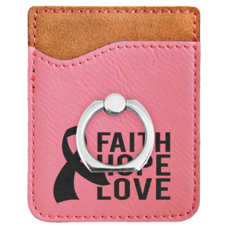 Pink Leatherette Phone Wallet with Ring