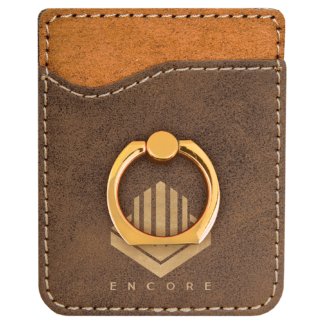 Rustic/Gold Leatherette Phone Wallet with Gold Ring