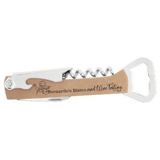 Light Brown Leatherette Wine Bottle Opener