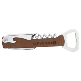 Dark Brown Leatherette Wine Bottle Opener