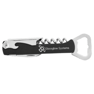 Black/Silver Leatherette Wine Bottle Opener