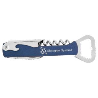 Blue/Silver Leatherette Wine Bottle Opener