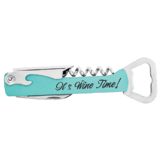 Teal Leatherette Wine Bottle Opener