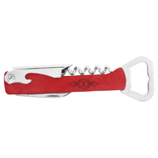 Red Leatherette Wine Bottle Opener