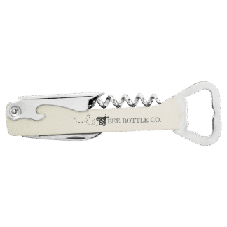 White Leatherette Wine Bottle Opener