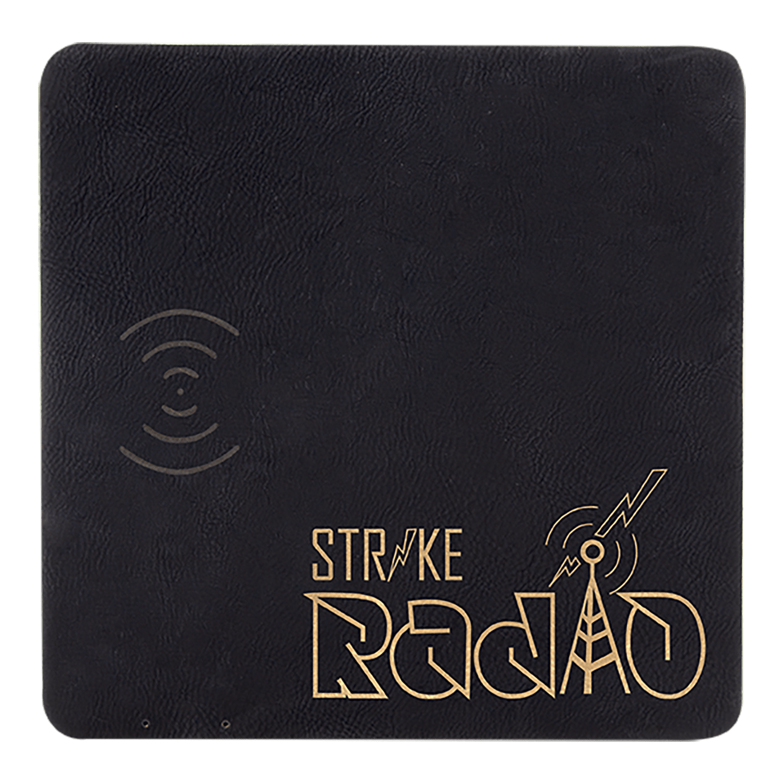 Black/Gold Leatherette Wireless Charging Mat with USB Charging Cord