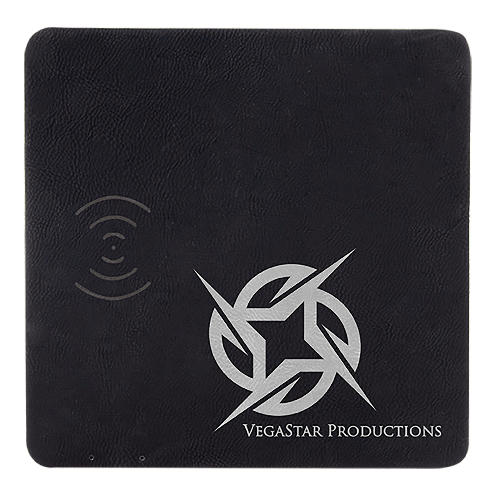 Black/Silver Leatherette Charging Mat with USB Charging Cord