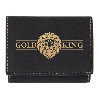 Black/Gold Leatherette Trifold Wallet with RFD Blocking