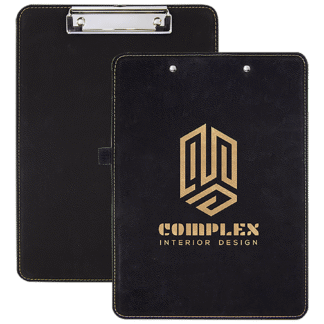 Black/Gold Laserable Leatherette Clip Board