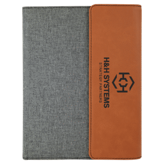Gray with Rawhide/Black Leatherette Canvas Portfolio with Notepad