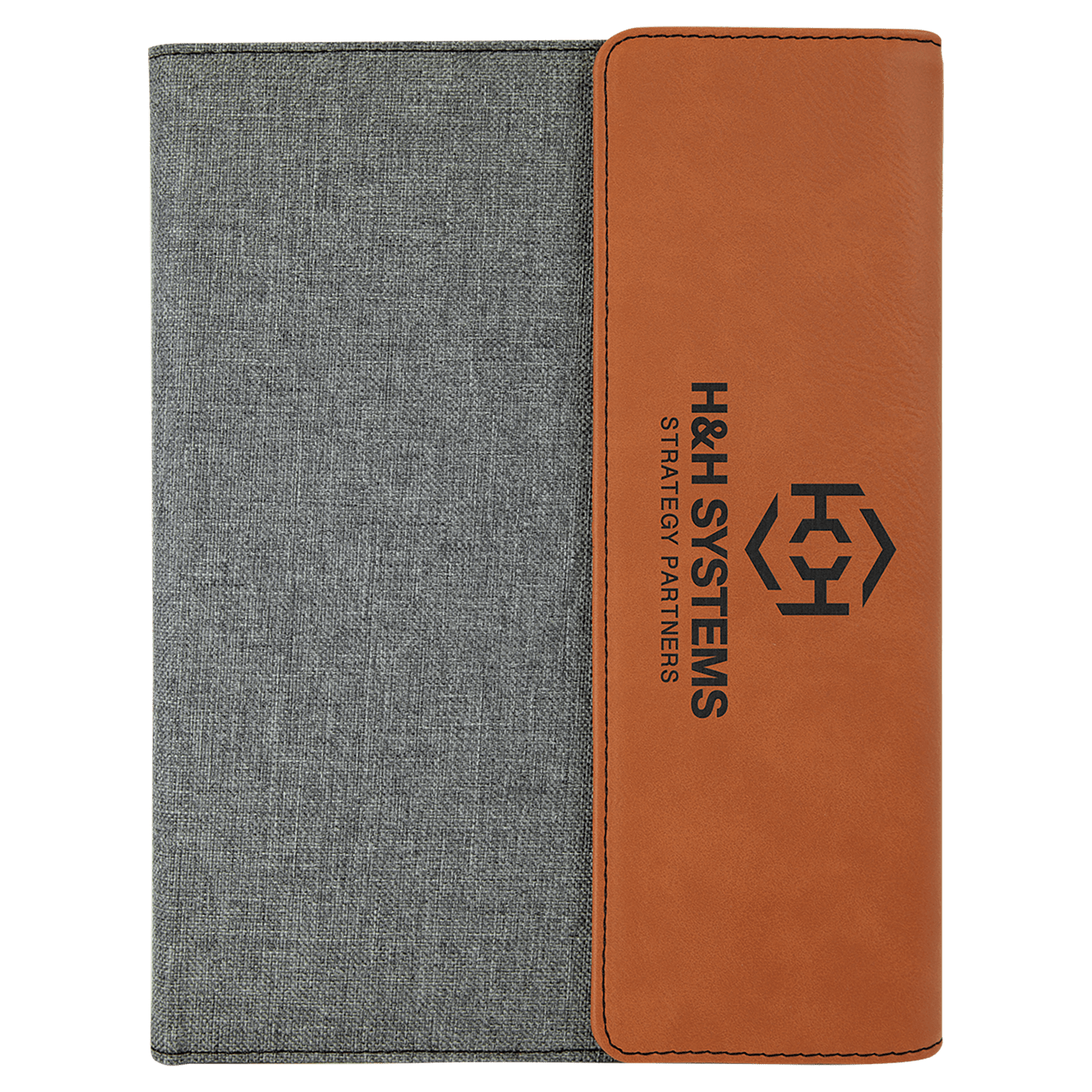 Gray with Rawhide/Black Leatherette Canvas Portfolio with Notepad
