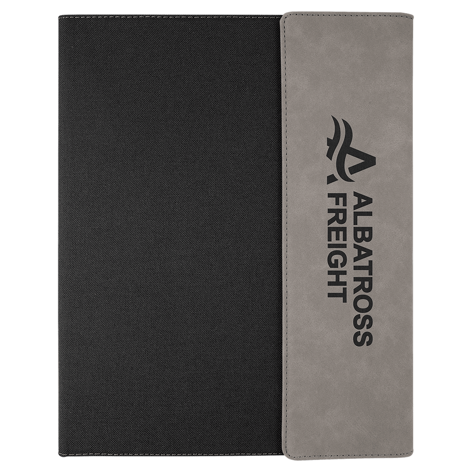 Black with Gray/Black Leatherette Canvas Portfolio with Notepad