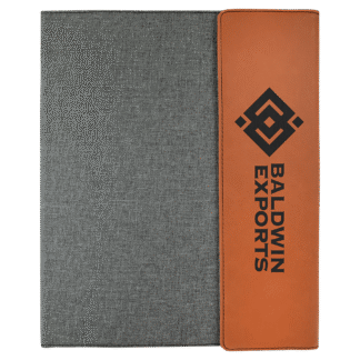 Gray with Rawhide/Black Leatherette Canvas Portfolio with Notepad