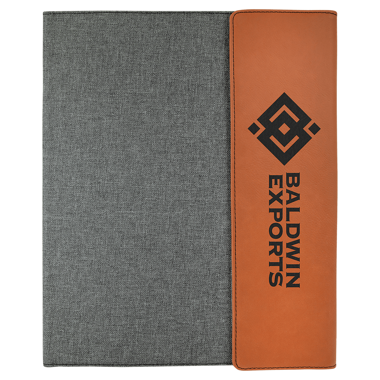Gray with Rawhide/Black Leatherette Canvas Portfolio with Notepad