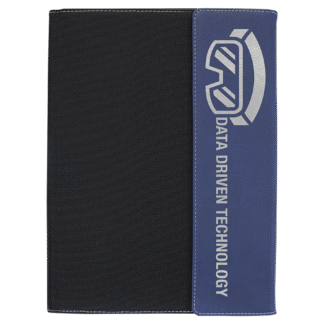 Black with Blue/Silver Leatherette Canvas Portfolio with Notepad