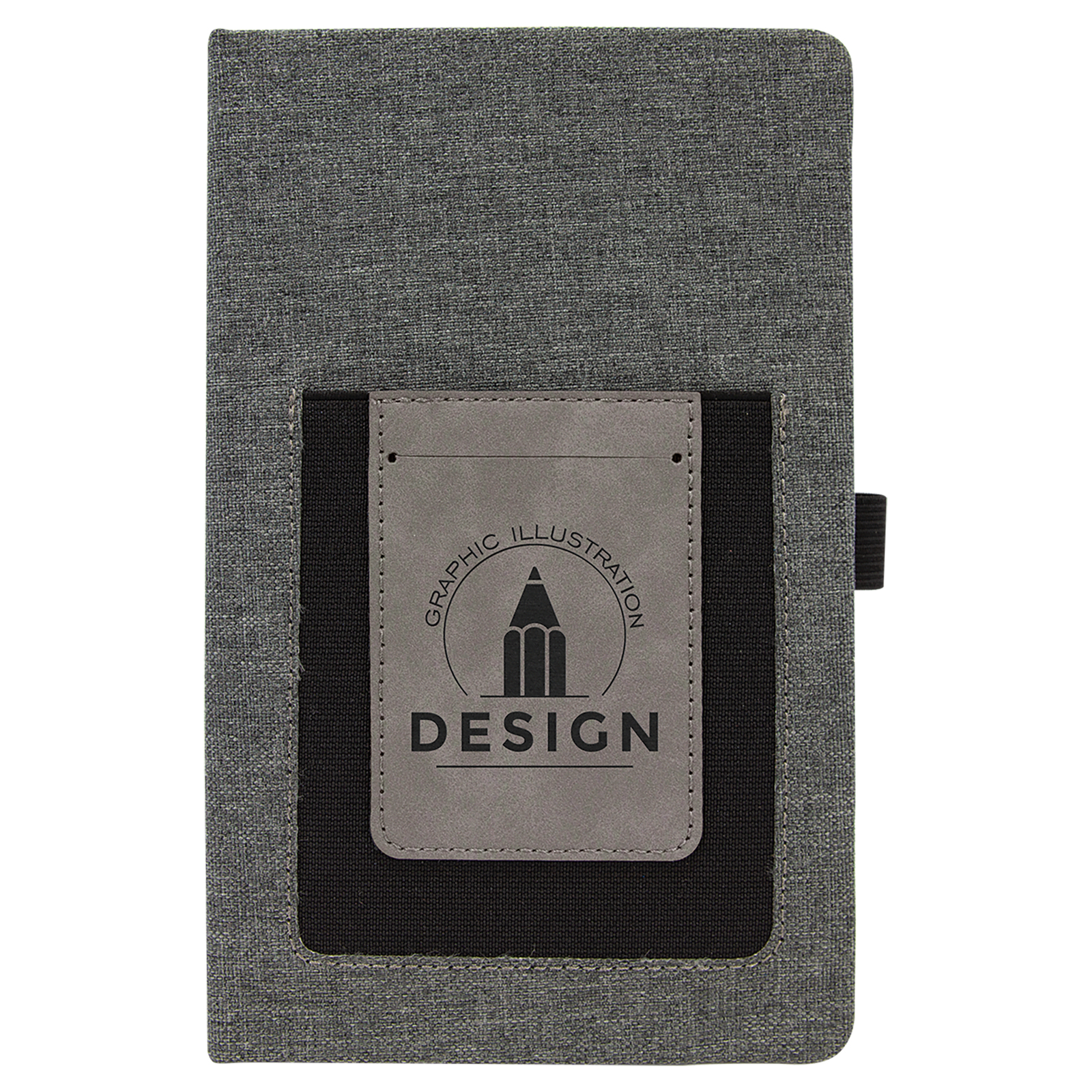 Gray with Gray/Black Canvas Journal with Leatherette Phone Pouch