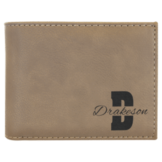 Light Brown Leatherette Bifold Wallet with Flip ID