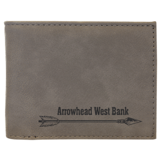 Gray Leatherette Bifold Wallet with Flip ID