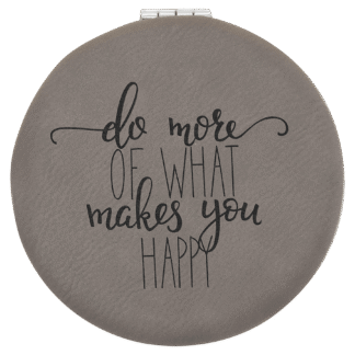 Gray Leatherette Compact Mirror
