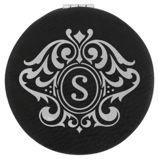 Black/Silver Leatherette Compact Mirror