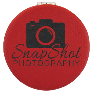 Red Leatherette Compact Mirror