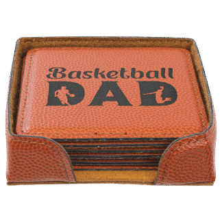 Basketball Leatherette Square 6 Coaster Set