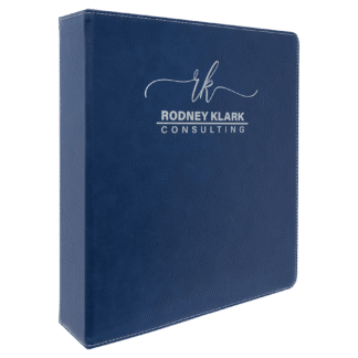 Blue/Silver Leatherette 3-Ring Binder with 2" Slant D Rings