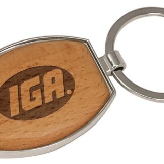 Oval Silver/Wood Keychain