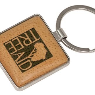 Square Silver/Wood Keychain