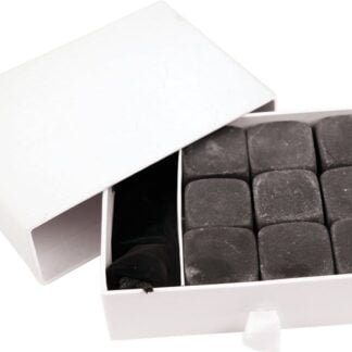 9-Piece Black Basalt Whiskey Stone Set in White Presentation Box