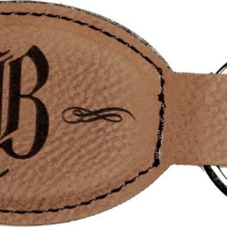 Dark Brown Leatherette Oval Keychain