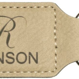 Light Brown Leatherette Rectangle Keychain