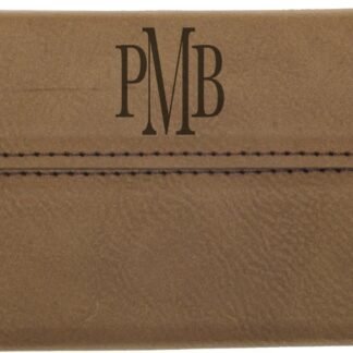 Dark Brown Leatherette Hard Business Card Case with Magnetic Closure