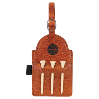 Basketball Leatherette Golf Bag Tag with Wooden Tees