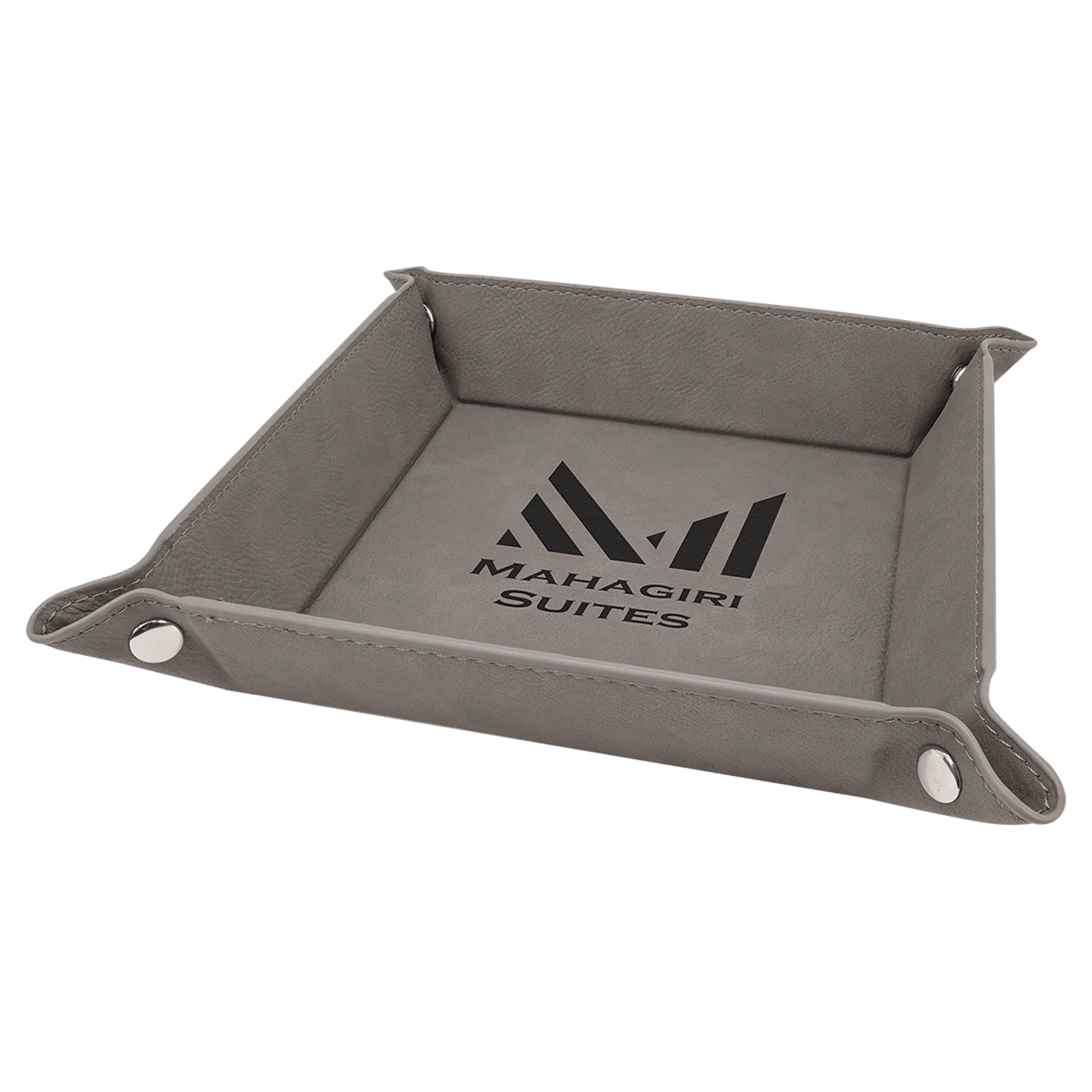 Gray Leatherette Snap Up Tray