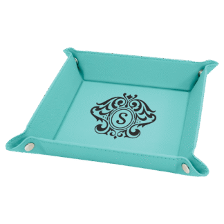 Teal Leatherette Snap Up Tray