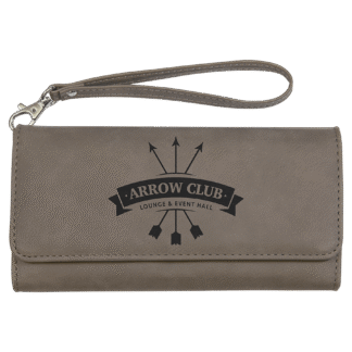 Gray Leatherette Wallet with Strap