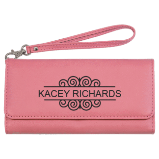 Pink Leatherette Wallet with Strap