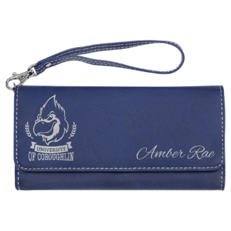 Blue/Silver Leatherette Wallet with Strap