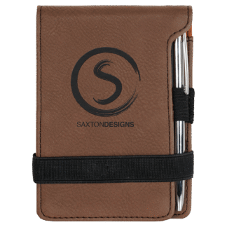 Dark Brown Leatherette Mini Notepad with Pen